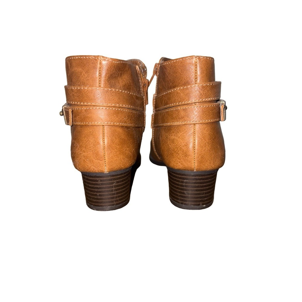 Lauren Conrad 'Belle' Strappy Ankle Bootie Boots Tan Contact Size 8.5 Zip Belt - Picture 8 of 11